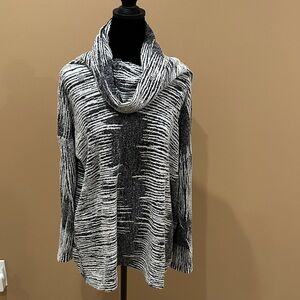 J Brand Black and White Cowl Neck Sweater